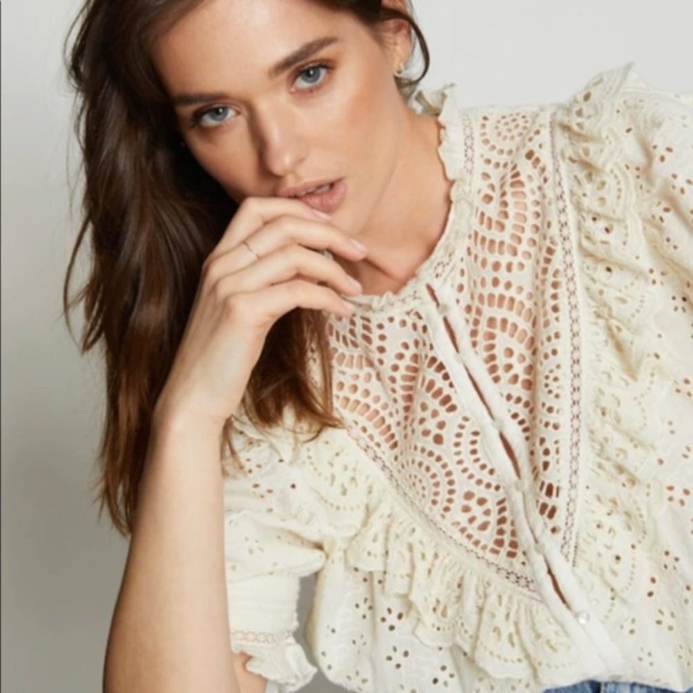 House of Harlow 1960 Ecru Eyelet Top - Picture 2 of 2